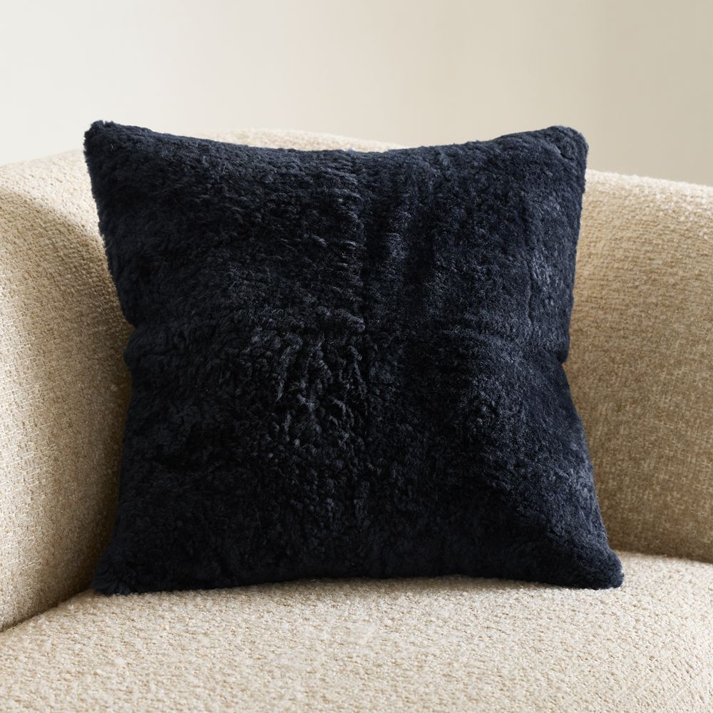 Malmo Shearling 20"x20" Deep Indigo Blue Throw Pillow