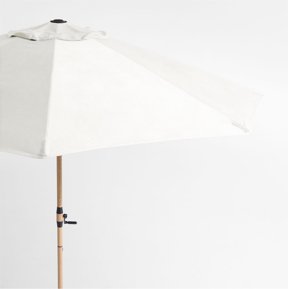 10' Round Sunbrella Canvas White Outdoor Patio Umbrella with Faux Wood Metal Frame