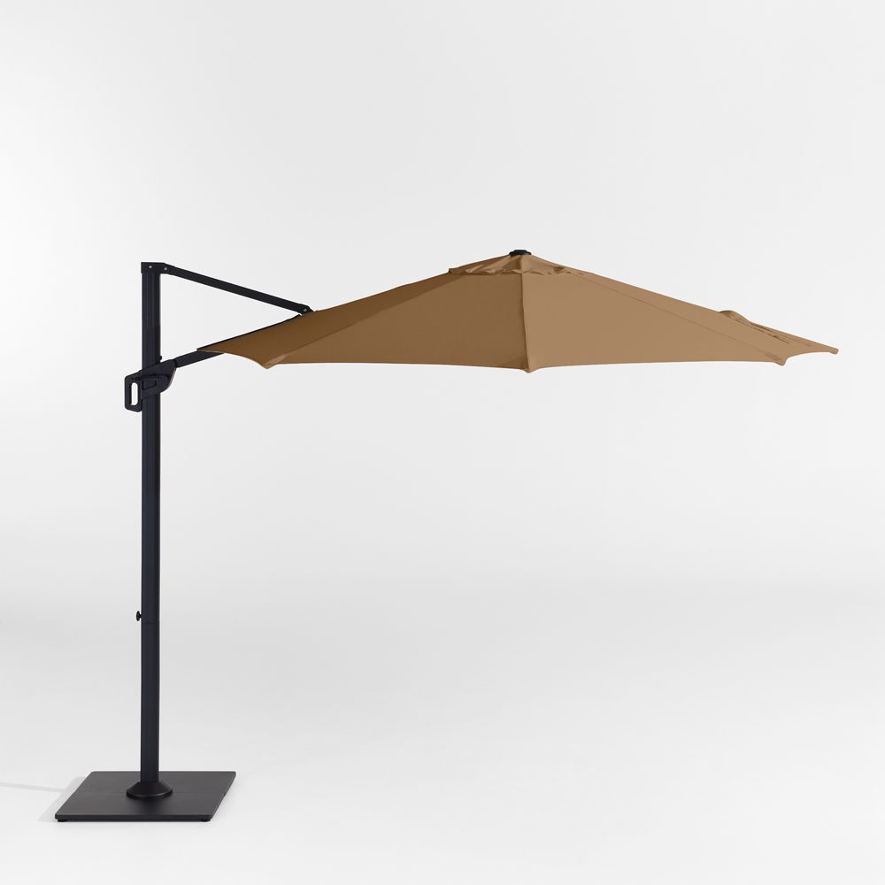 10' Round Sunbrella Cast Teak Cantilever Outdoor Patio Umbrella with Frame