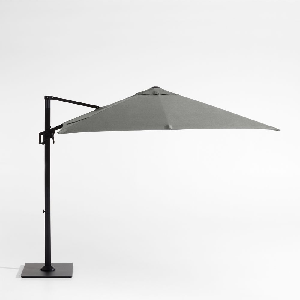 9' Square Sunbrella Canvas Charcoal Cantilever Outdoor Patio Umbrella with Frame
