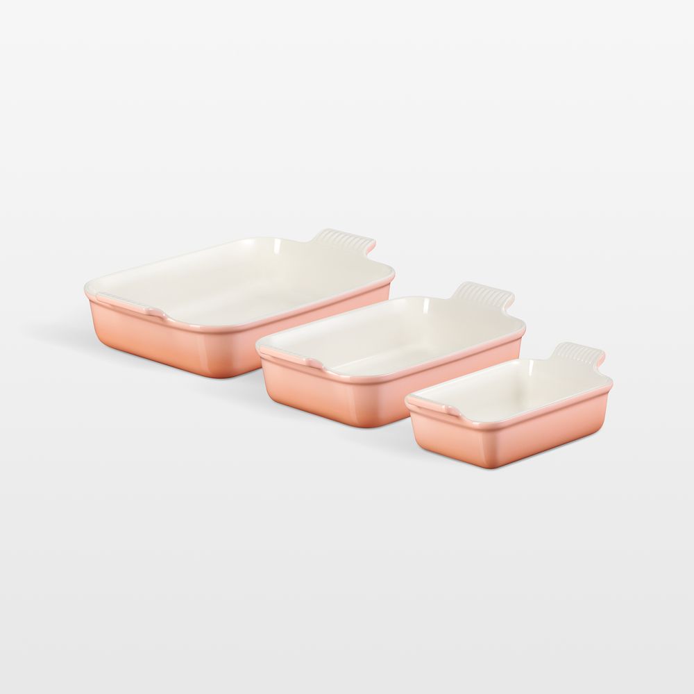 Le Creuset Heritage Peche Stoneware 3-Piece Rectangular Baking Dishes Set