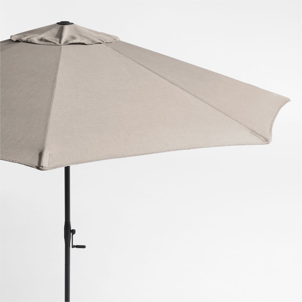 10' Round Sunbrella Cast Ash Brown Outdoor Patio Umbrella with Black Metal Frame