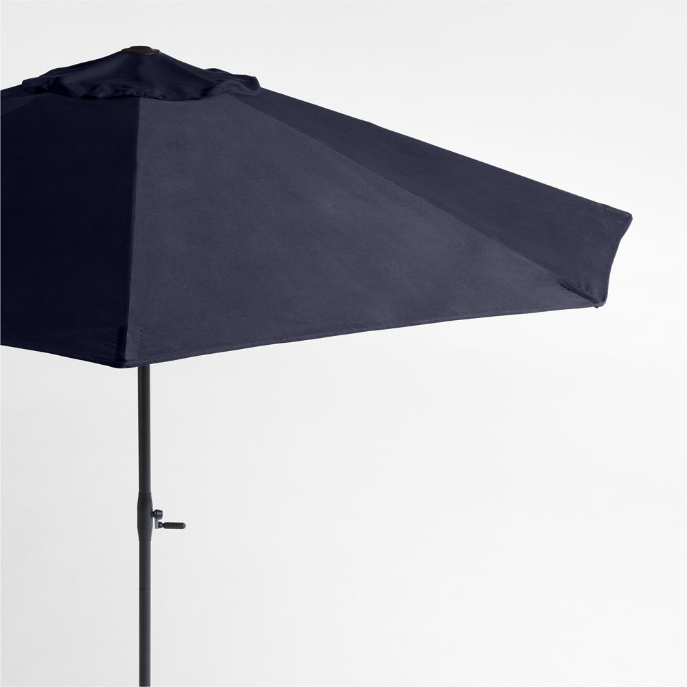 10' Round Sunbrella Canvas Navy Blue Outdoor Patio Umbrella with Black Metal Frame