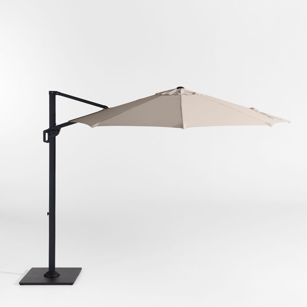 10' Round Sunbrella Cast Ash Brown Cantilever Outdoor Patio Umbrella with Frame