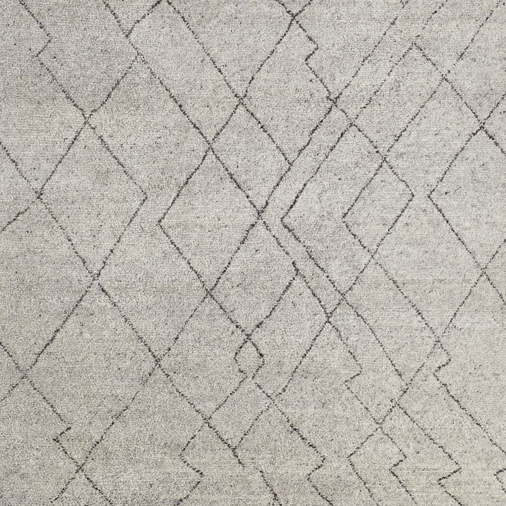 Tangier Wool Hand-Knotted Grey Moroccan Rug Swatch 12"x18"