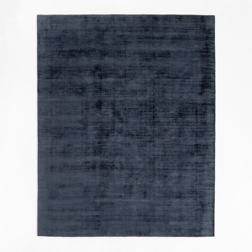 Laval Viscose Handwoven Solid Blue Area Rug