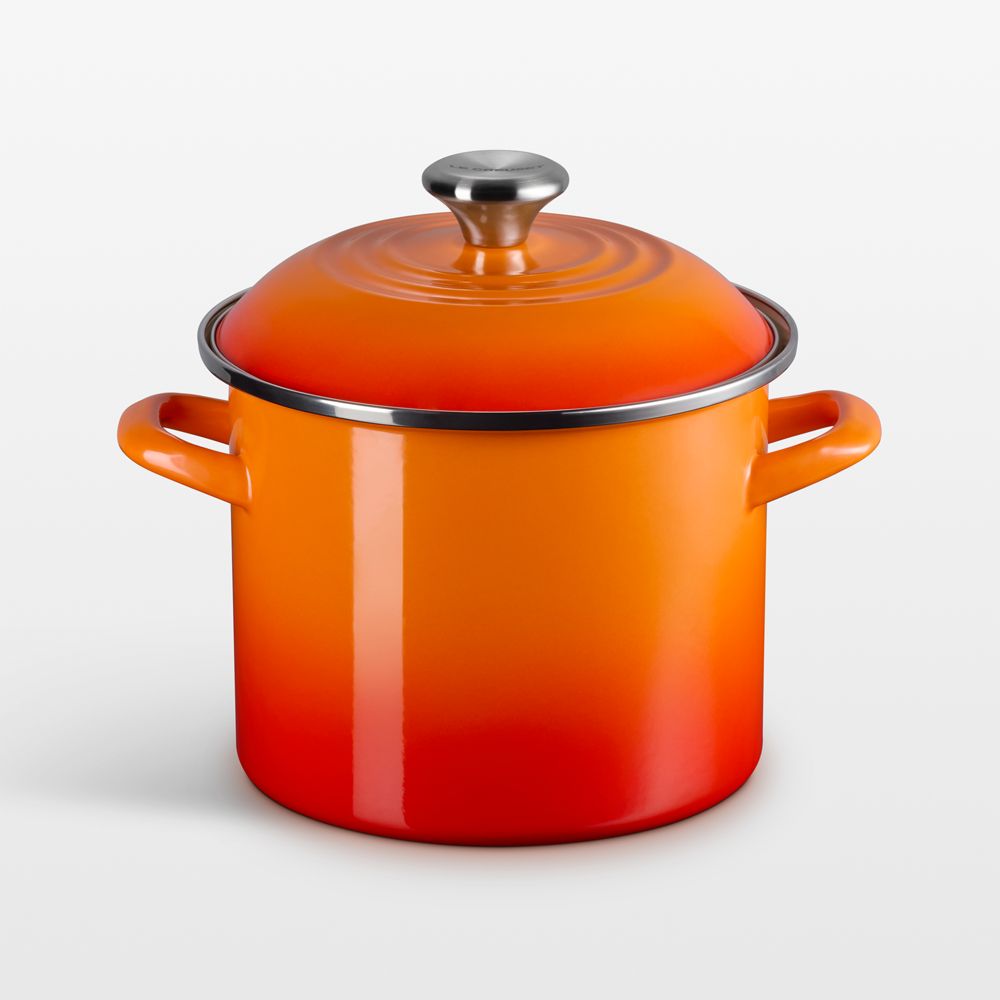 Le Creuset 6-Qt. Flame Enameled Stockpot with Stainless Steel Knob