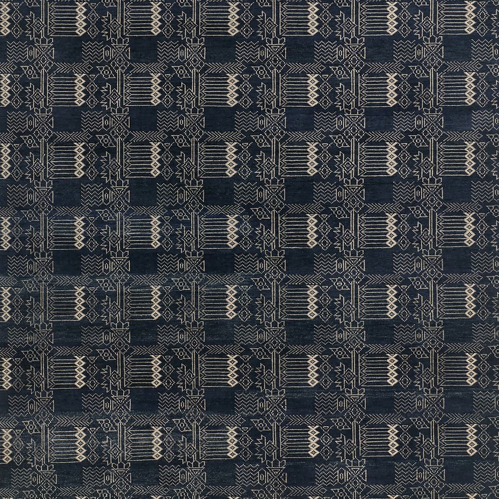 Palma Wool Hand-Knotted Royal Blue Rug Swatch