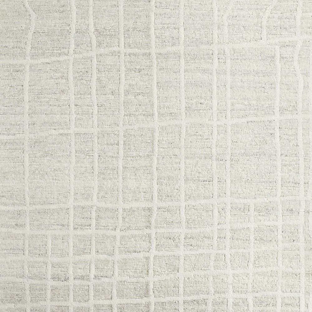 Agen Wool Handwoven Grid Ivory Area Rug 12"x18" Swatch