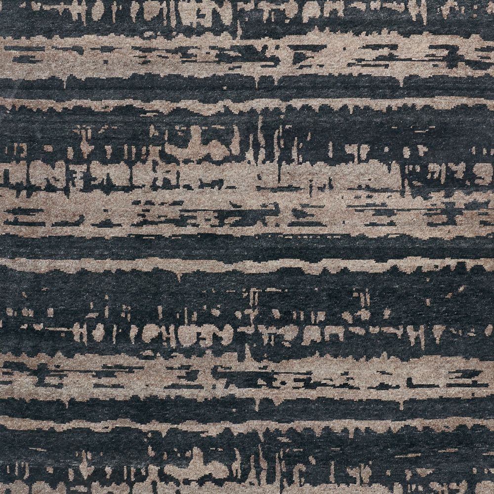 Rome Wool Blend Hand-Knotted Black Rug Swatch