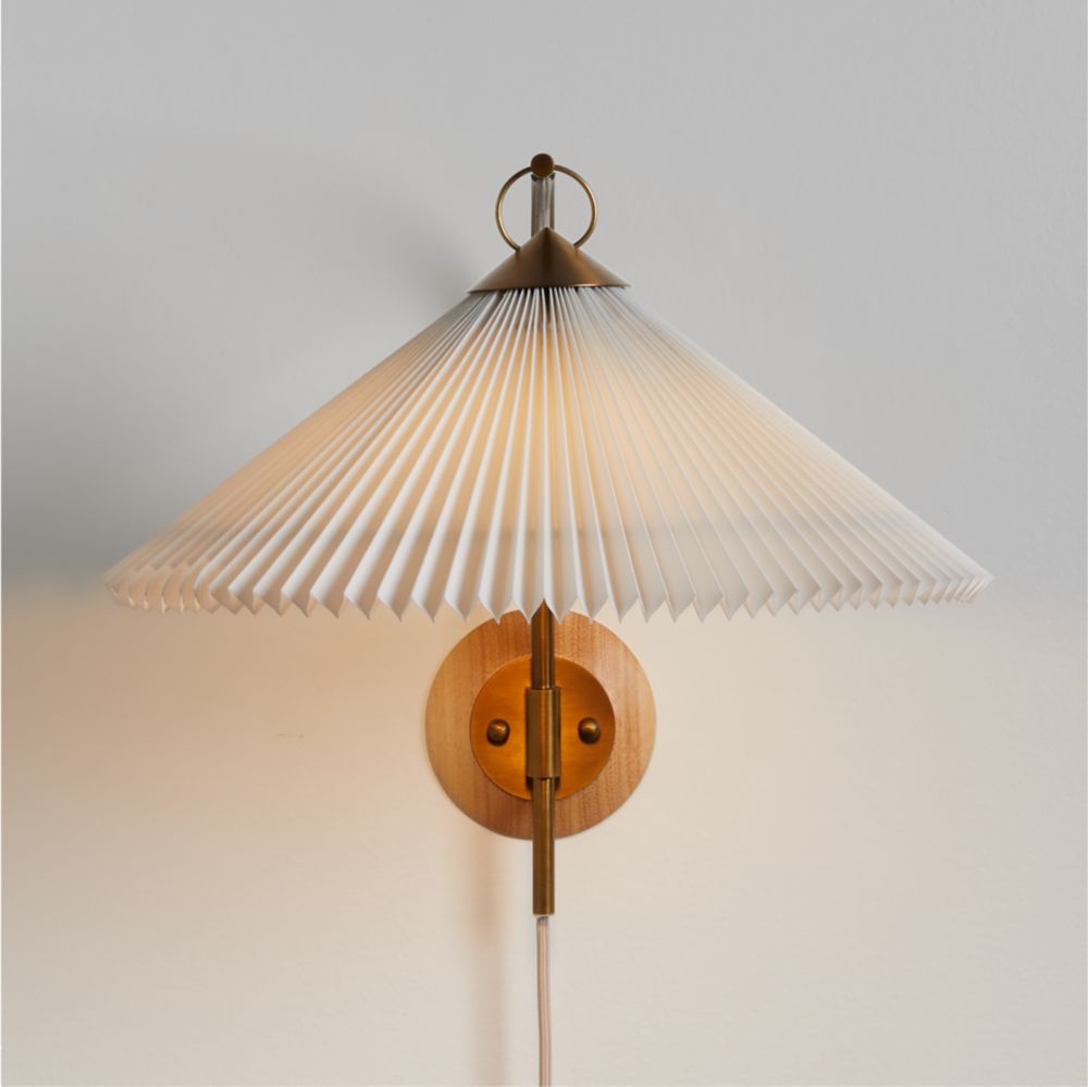 Flores Plug-In Wall Sconce with Pleated Shade (Cloned)