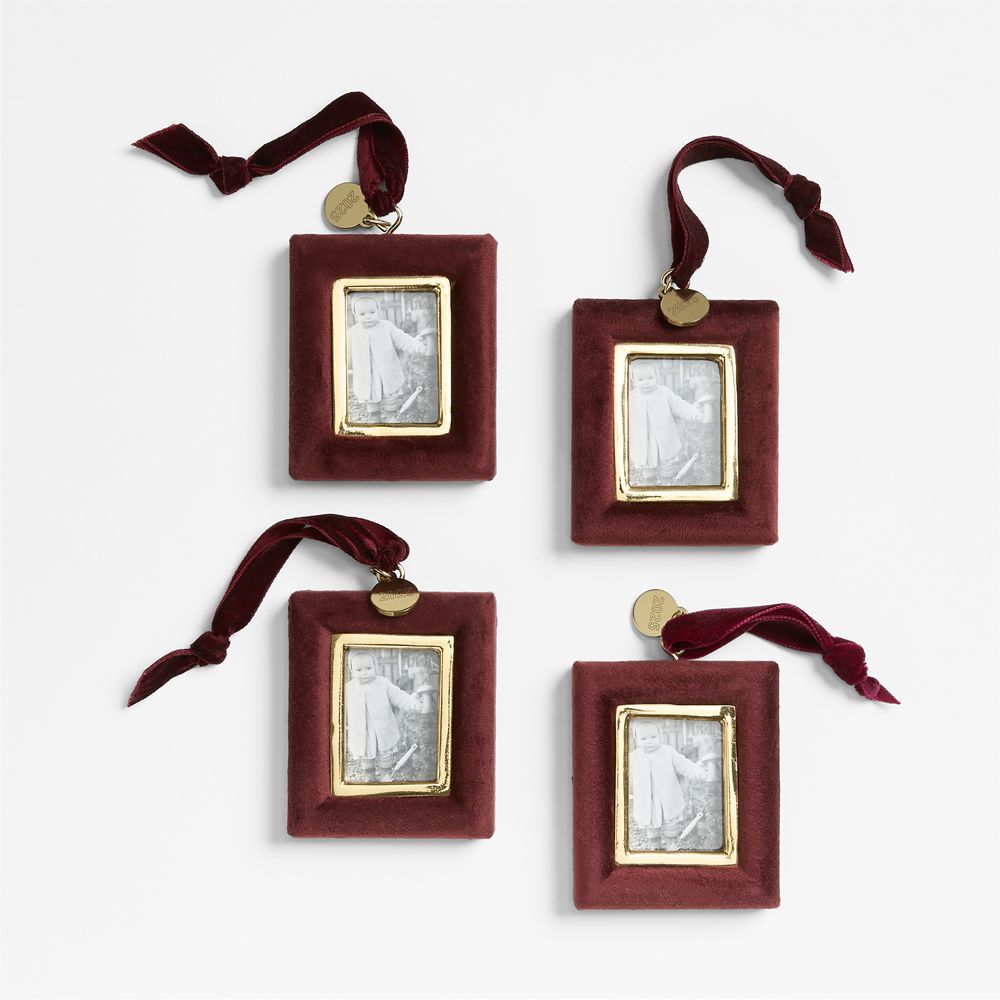Burgundy Velvet 2026 Frame Christmas Tree Ornament