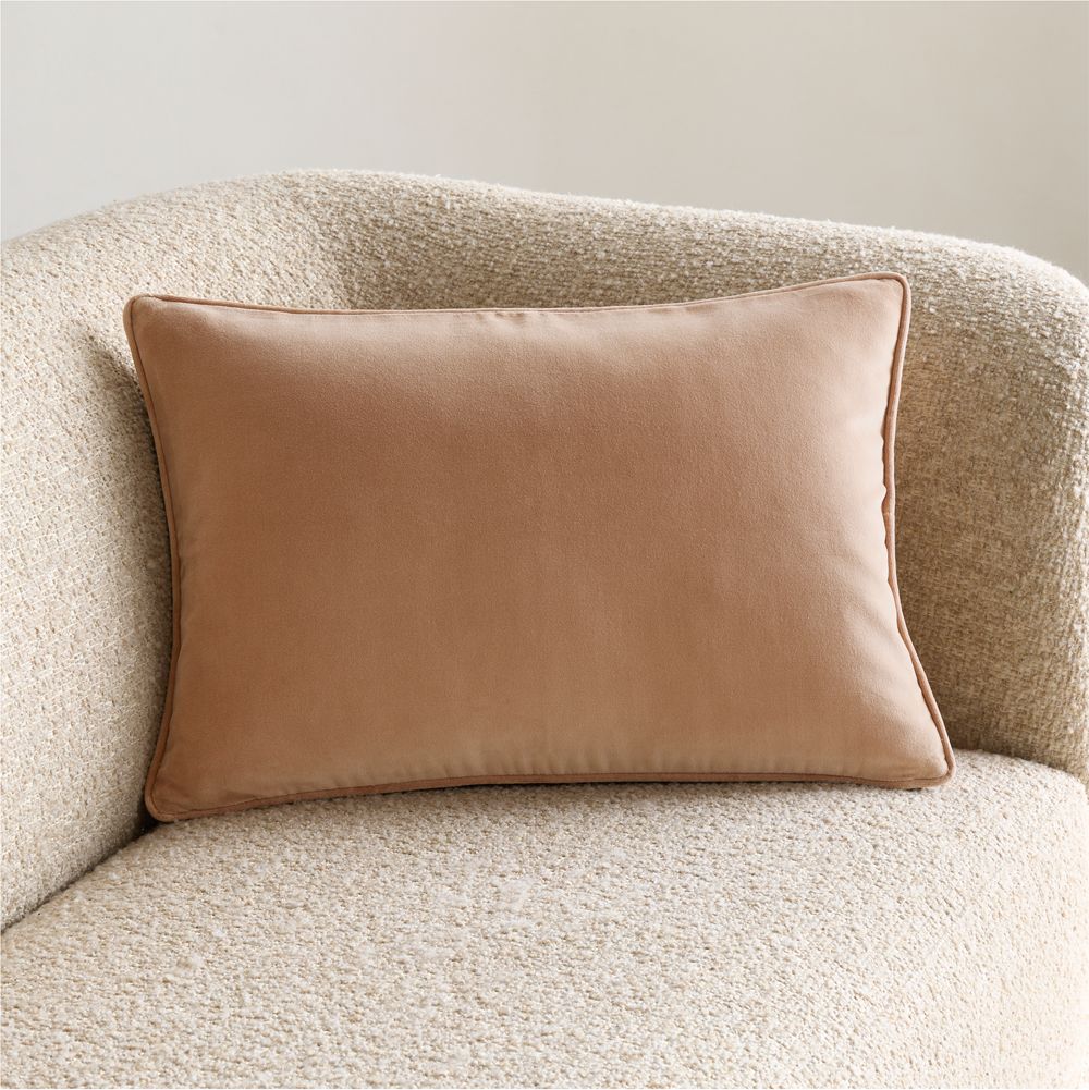 Soft Focus Organic Cotton Velvet 22"x15" Warm Rose Throw Pillow by Laura Harrier and Tiffany Howell