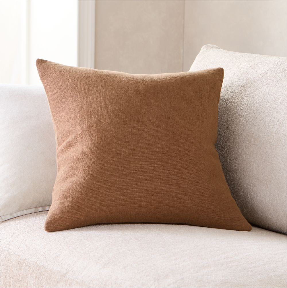 Relaxed Linen 20"x20" Maple Brown Layering Throw Pillow