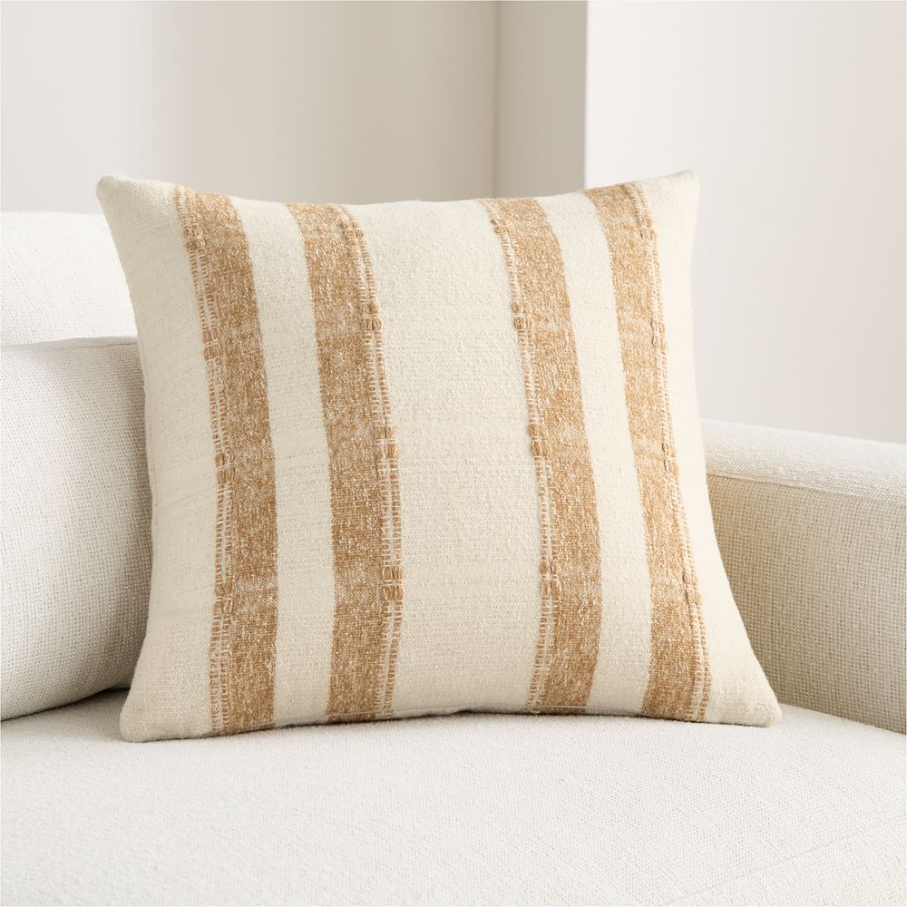Bowly Wool Blend 20"x20" Camel Tan Throw Pillow