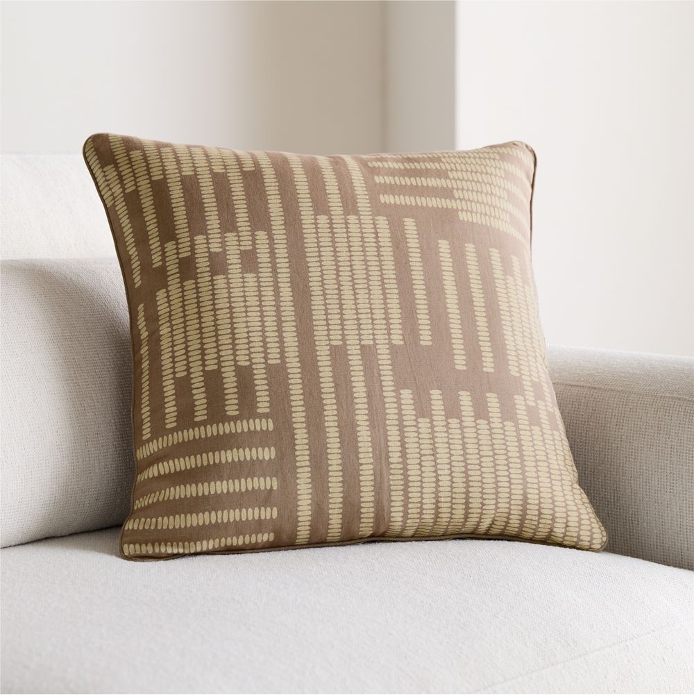 Kingsley Tonal Geo 20"x20" Dark Taupe Throw Pillow Cover