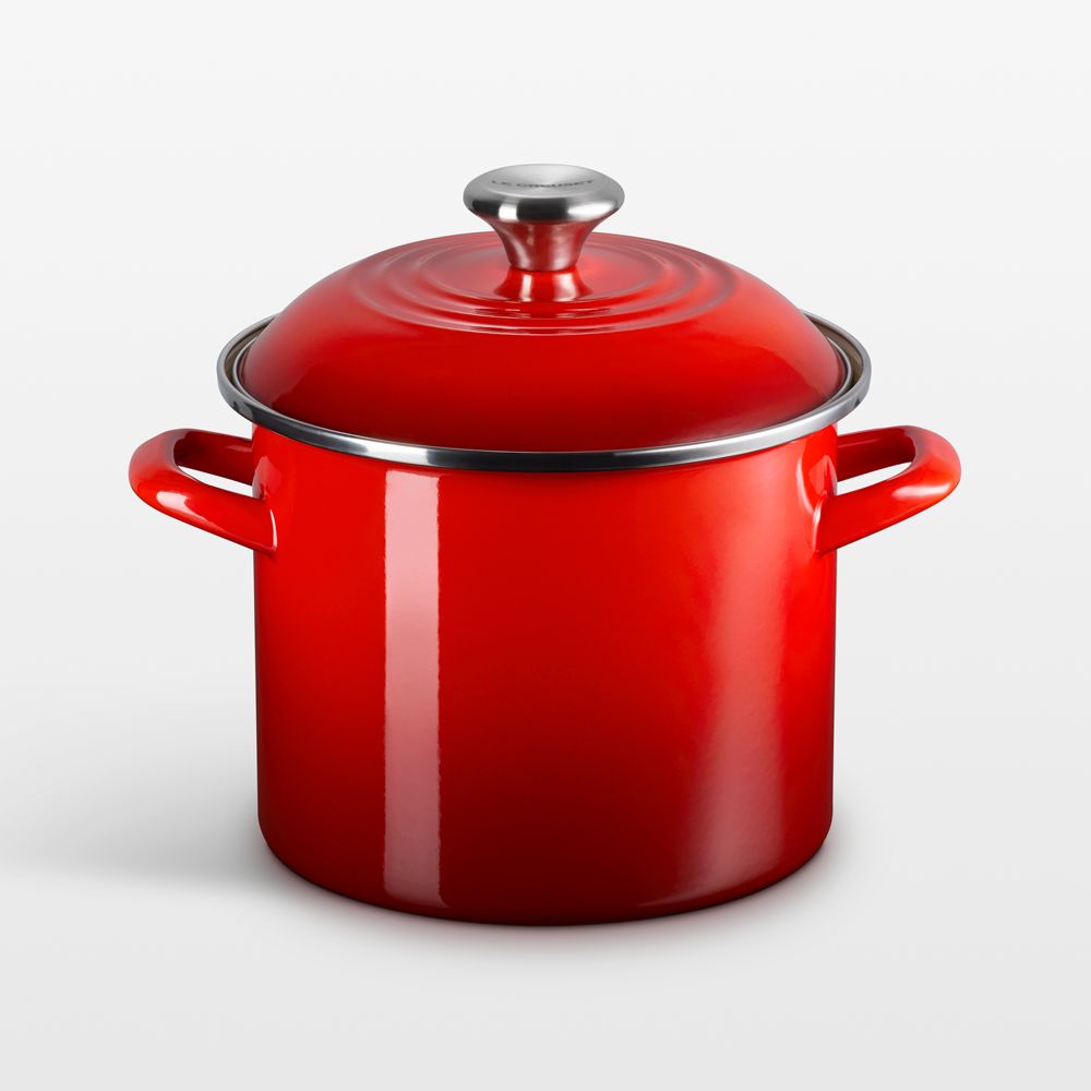 Le Creuset 6-Qt. Cerise Enameled Stockpot with Stainless Steel Knob