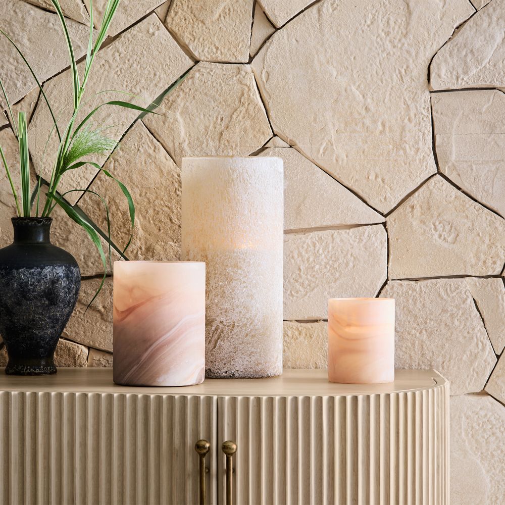Alternative view of Marbled Glass Hurricane Candle Holders