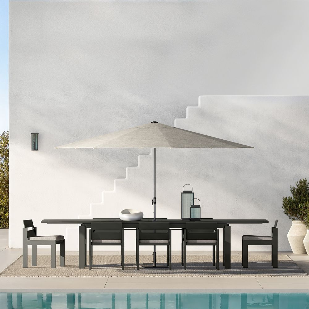 Alternative view of Walker Metal Extendable Outdoor Dining Table Set with Sunbrella Cushions (68"-144")