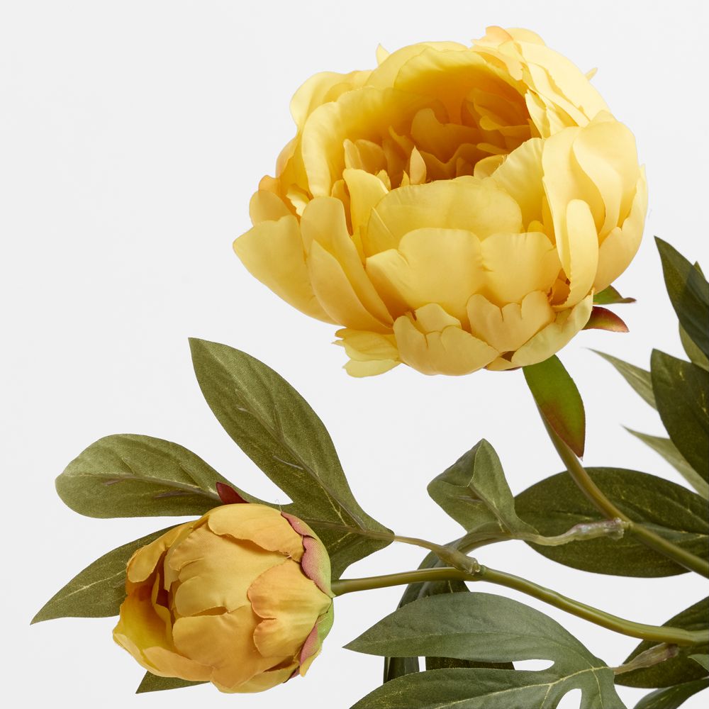 Alternative view of Faux Yellow Peony Spray 24"