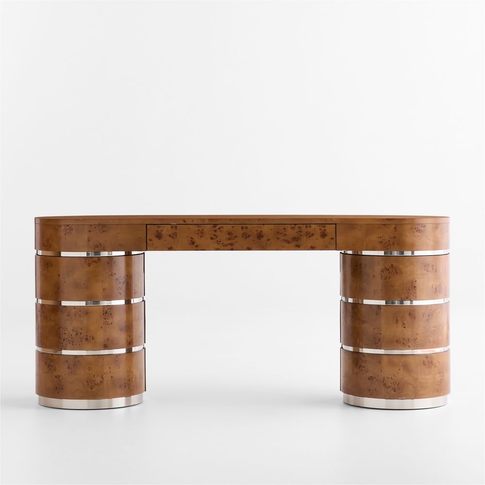 Lucie Burl and Chrome 68" Storage Console Table by Laura Harrier & Tiffany Howell