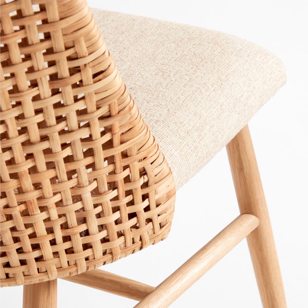 Alternative view of Astrid Upholstered Rattan Dining Chair with Performance Fabric
