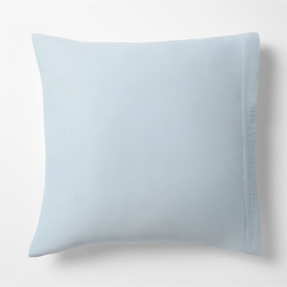 Organic Cotton Gauze Pale Blue Bed Pillow Sham