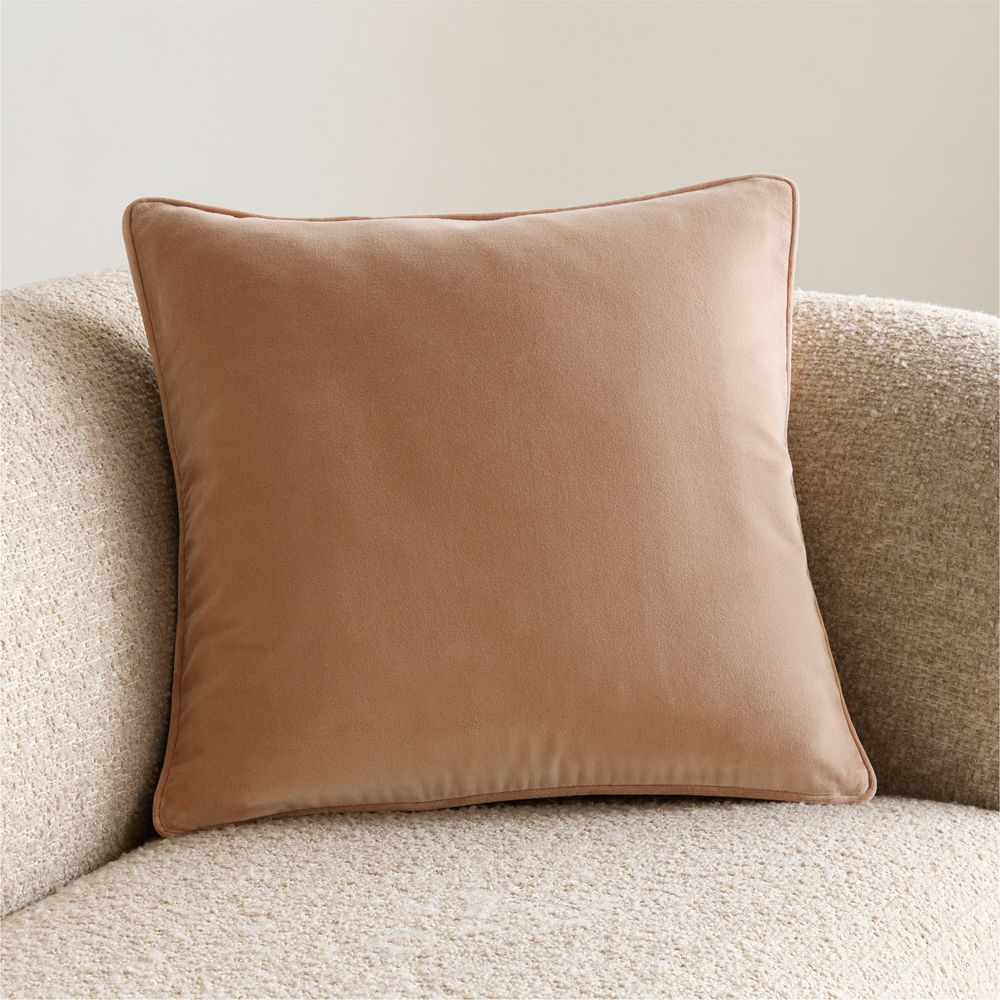 Soft Focus Organic Cotton Velvet 20"x20" Warm Rose Throw Pillow by Laura Harrier and Tiffany Howell