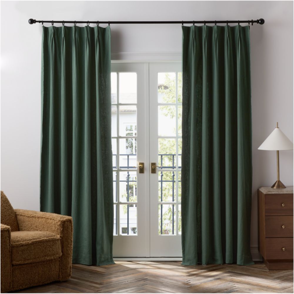 French Pleat Verdigris Green Linen Blend Window Curtain Panel by Jeremiah Brent