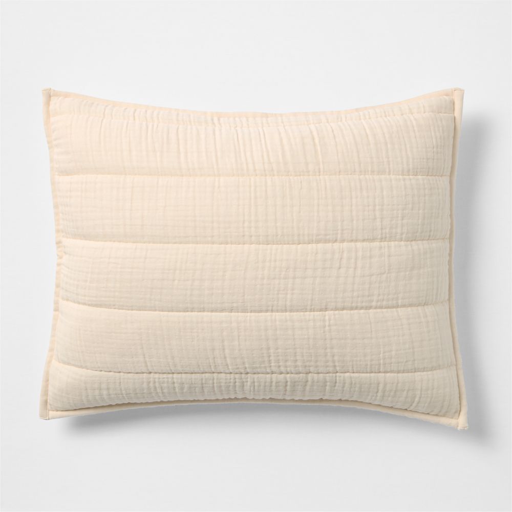 Organic Cotton Gauze Undyed Quilted Bed Pillow Sham