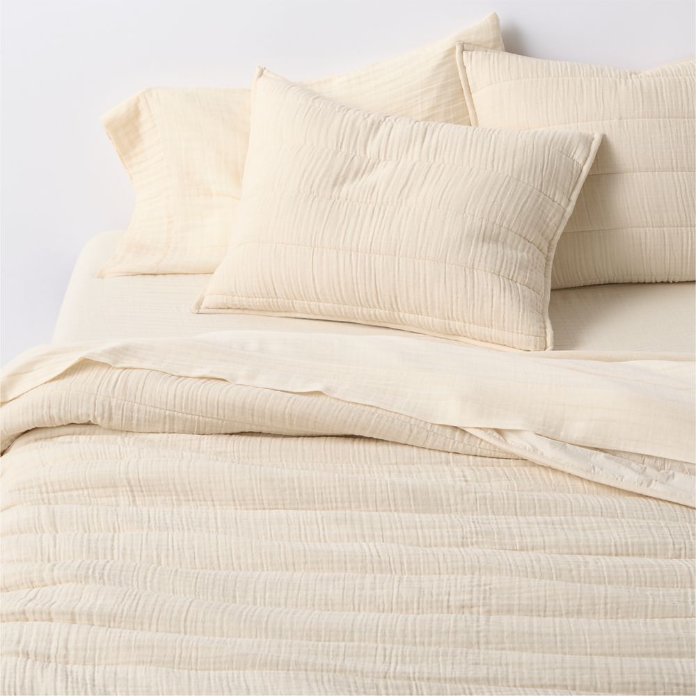 Organic Cotton Gauze Undyed Quilted Bed Pillow Sham- Image 2