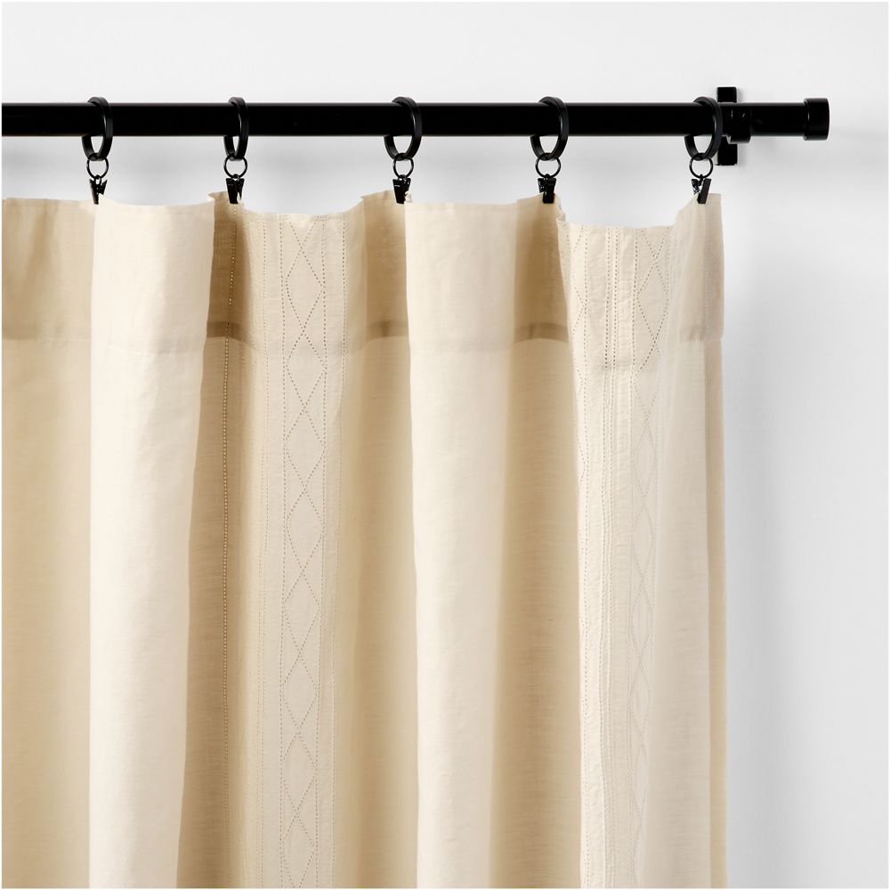Alternative view of Natural Taupe Diamond Stitch EUROPEAN FLAX-Certified Linen Sheer Window Curtain Panel