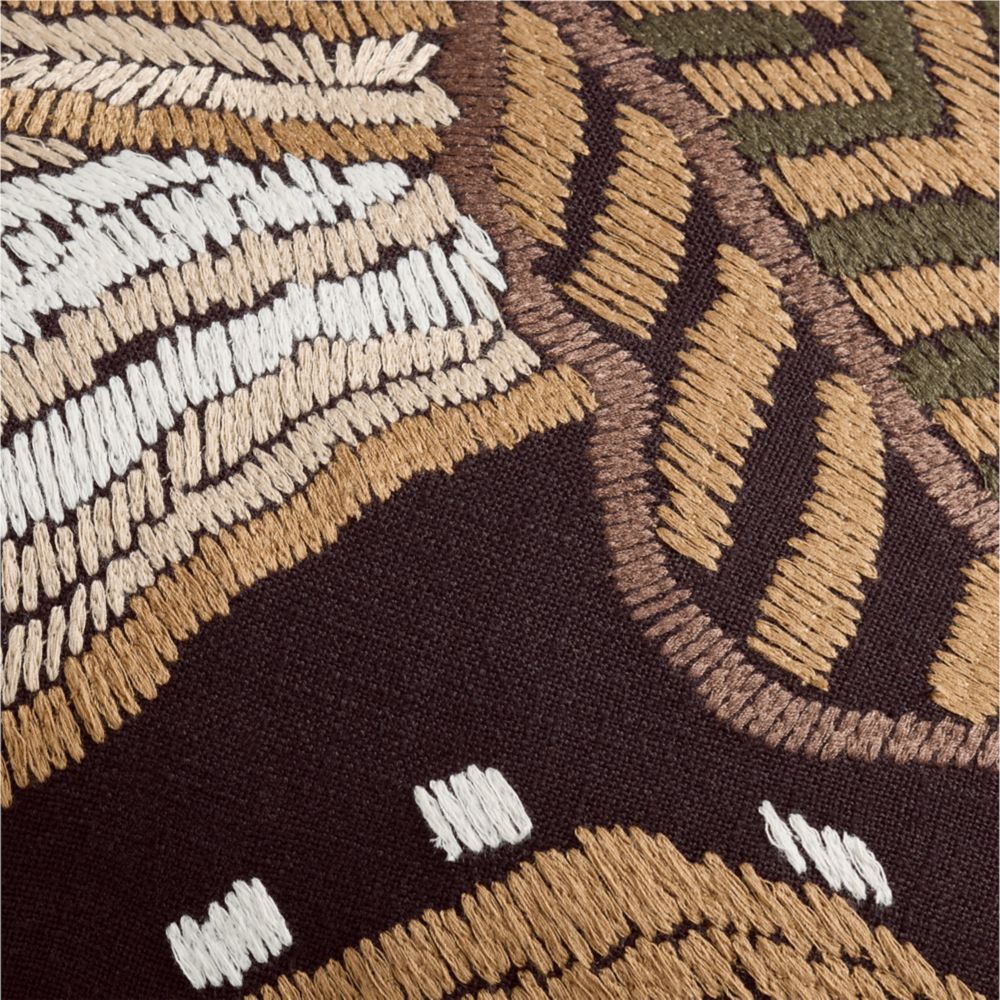 Alternative view of Abstract Embroidered 20"x20" Deep Brown Throw Pillow by Jeremiah Brent