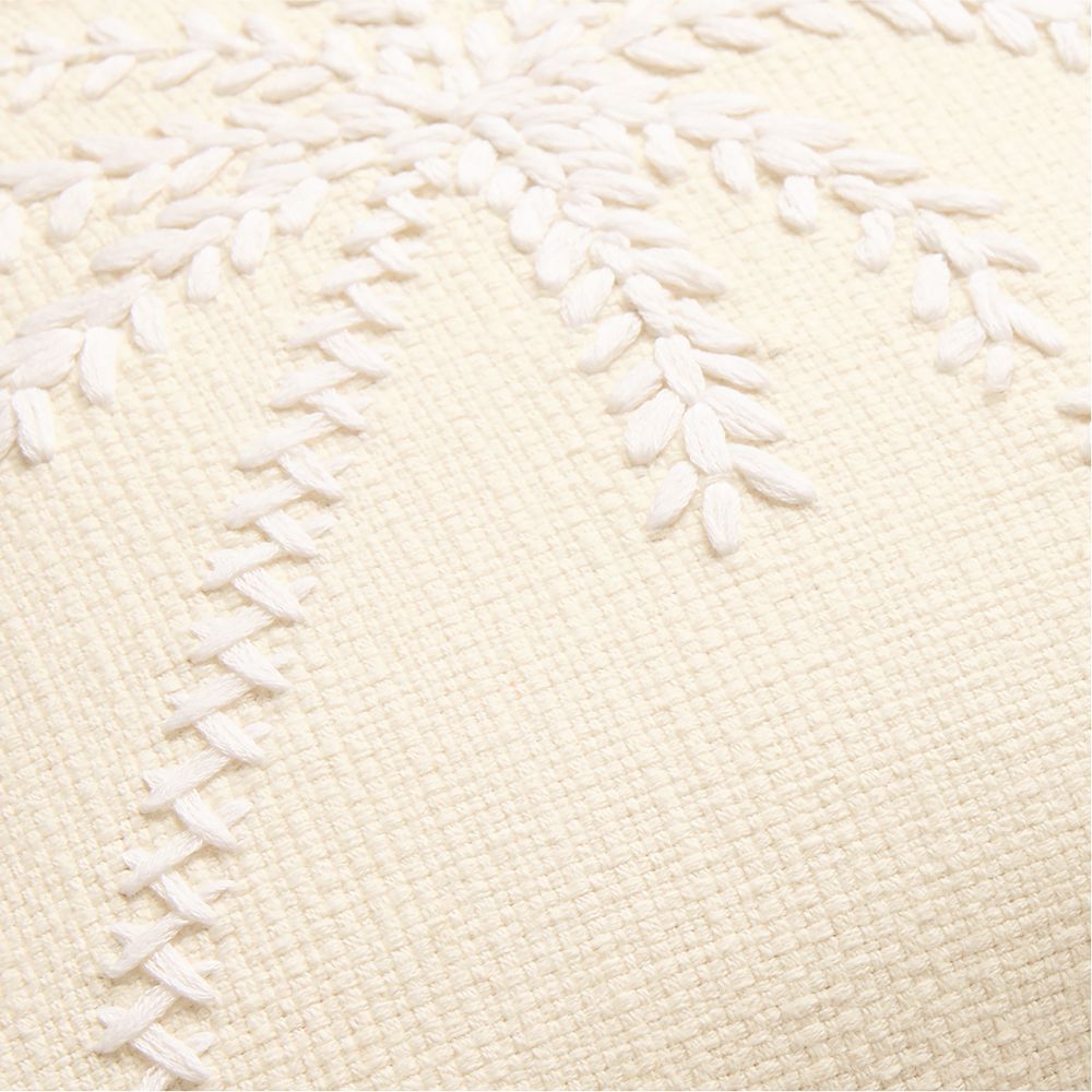 Alternative view of Embroidered Palm Tree 22"x15" Ivory Throw Pillow Cover