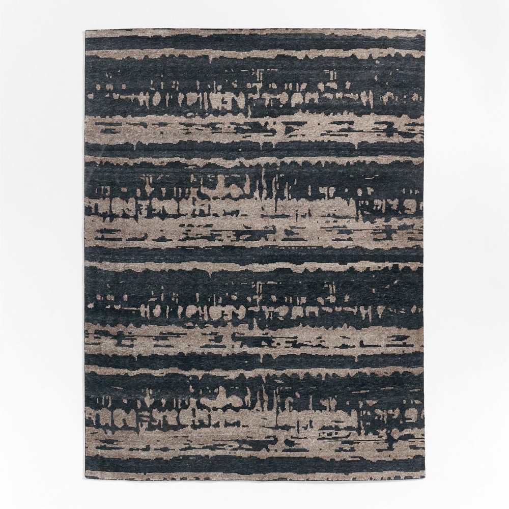 Rome Wool Blend Hand-Knotted Black Area Rug