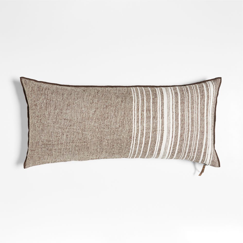 Bande Dark Beige Textured Stripe 36"x16" Throw Pillow