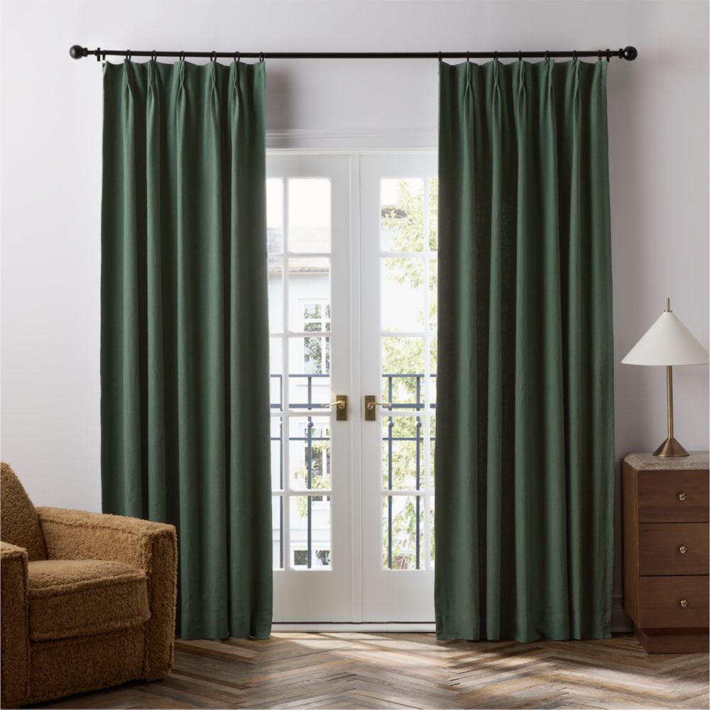 French Pleat Verdigris Green Linen Blend Blackout Window Curtain Panel by Jeremiah Brent