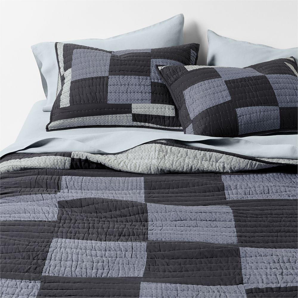 Gee's Bend Organic Cotton Midnight Navy Blue Checkerboard Quilt