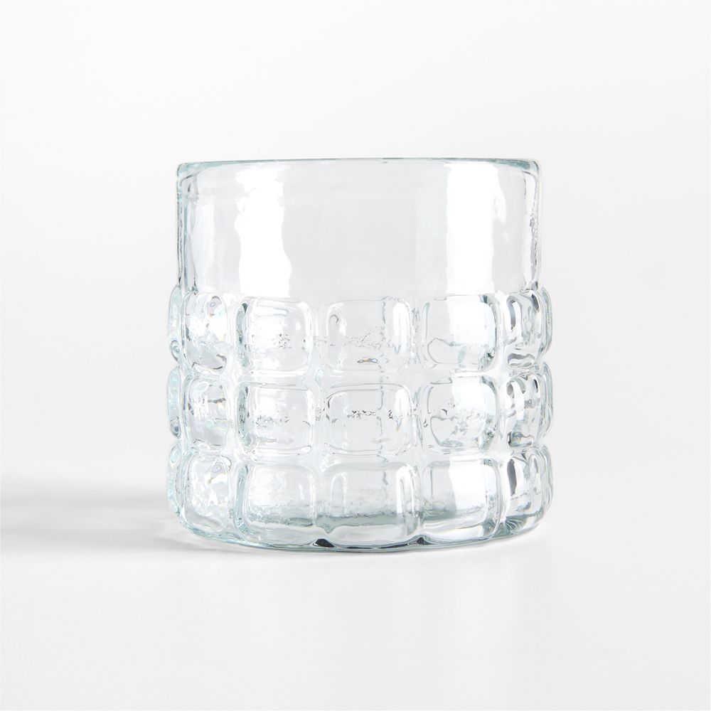 Squared Textured Glass Hurricane Candle Holders
