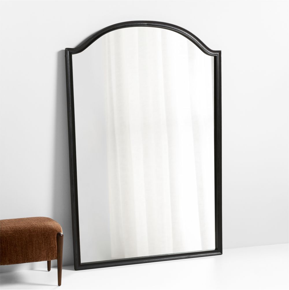Manor Black Wood Wide Floor Mirror 74"x51"