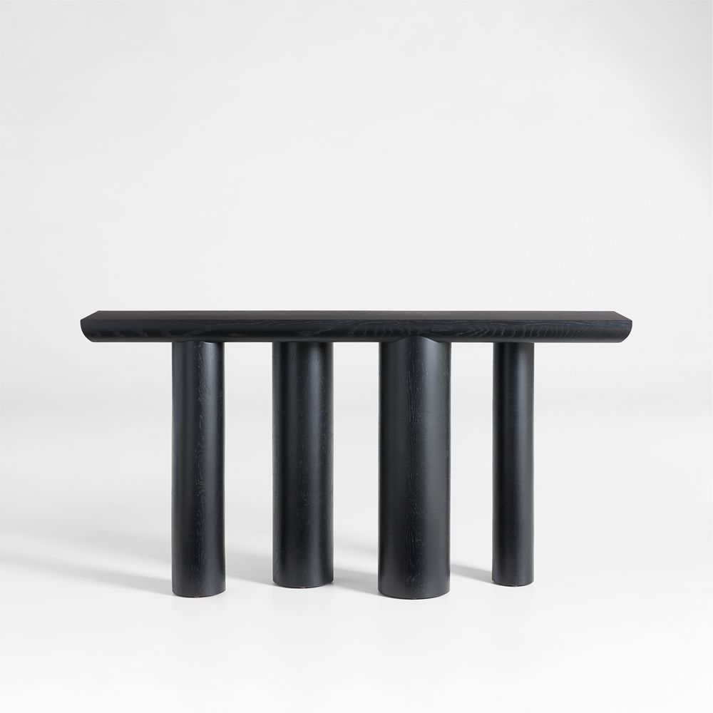Bomen 66" Asymmetrical Black Oak Wood Console Table