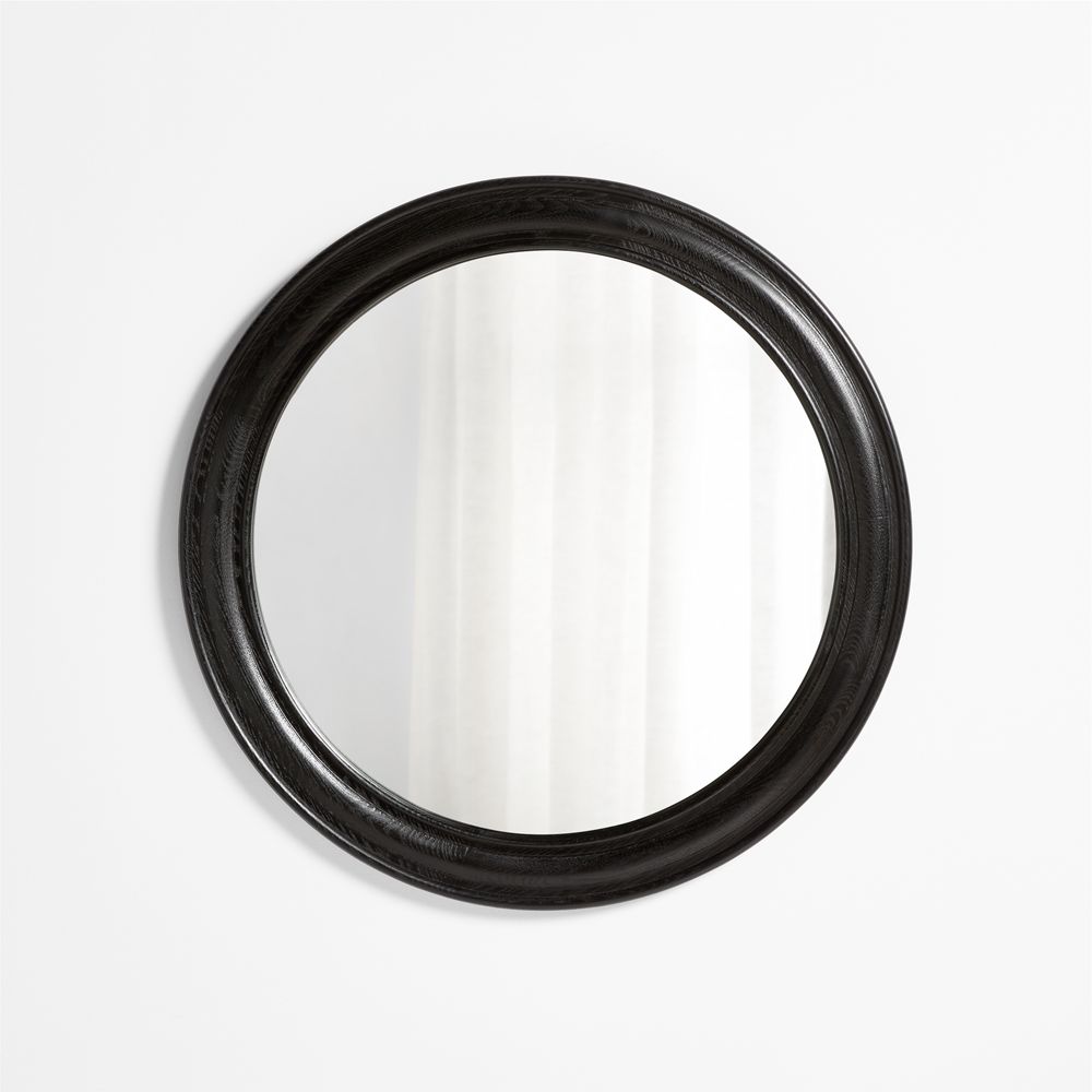 Kensington Black Oak Wood Round Wall Mirror 40"- Image 2