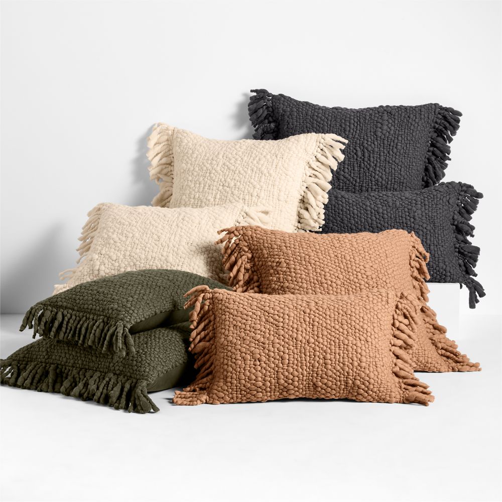 Alternative view of Chunky Woven Wool Fringe Throw Pillows