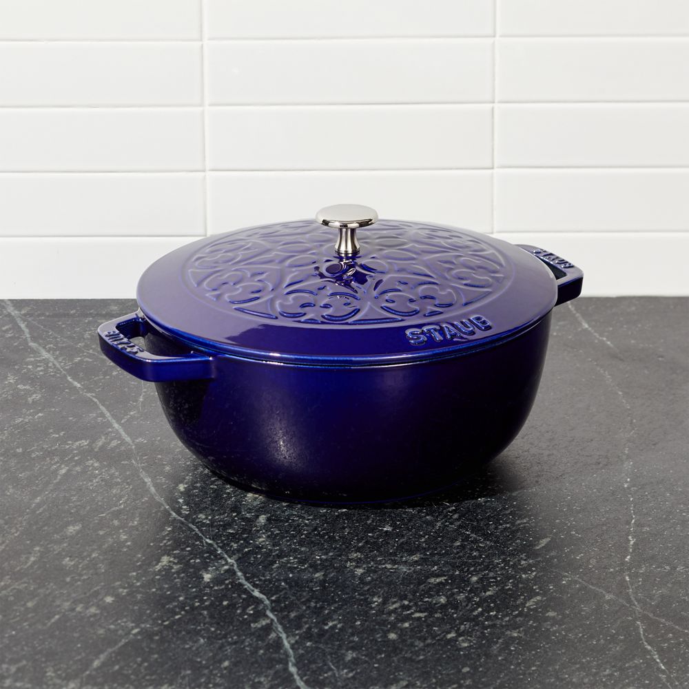 Staub Essential Dark Blue 3.75-Qt. Round French Oven with Lily Lid