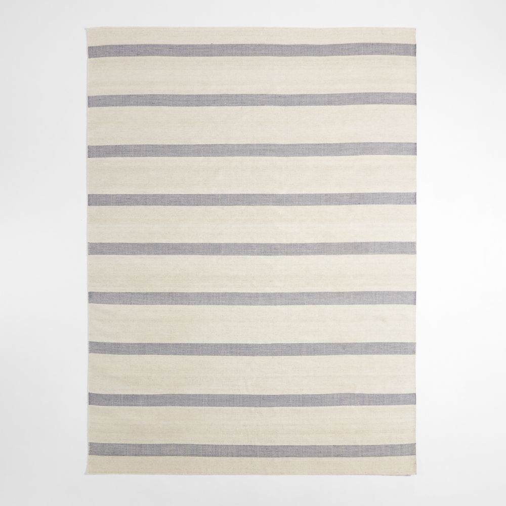 Newport Performance Wool-Blend Handwoven Navy Blue Area Rug