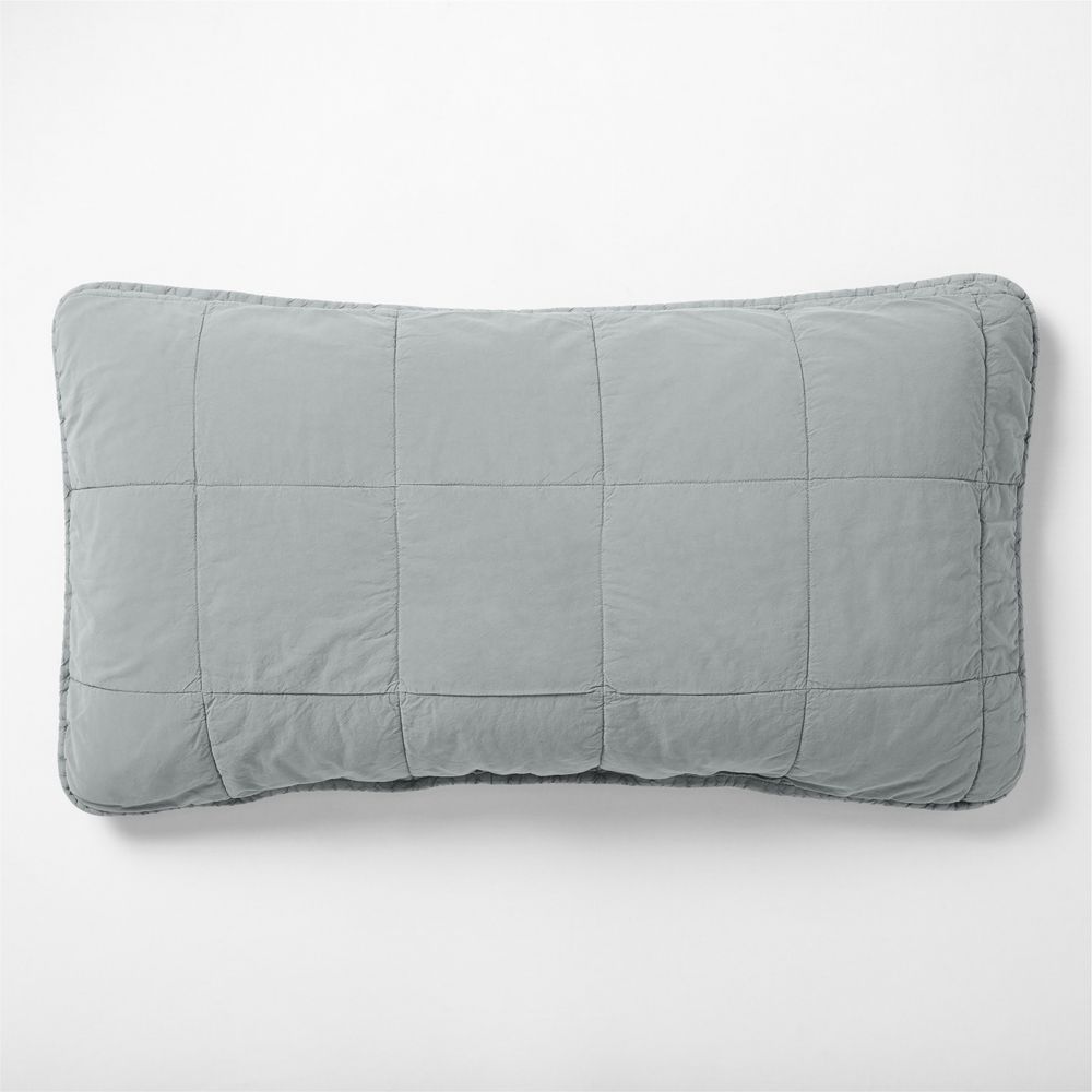 Sunwashed Organic Cotton Smoke Blue Quilted Bed Pillow Sham