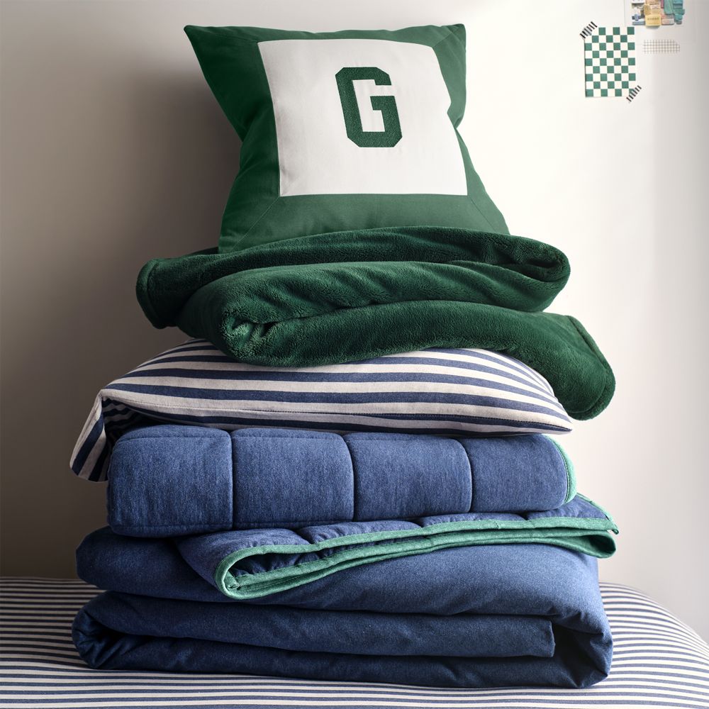 Alternative view of Dorm Bedding Bundle- Vintage Green Varsity
