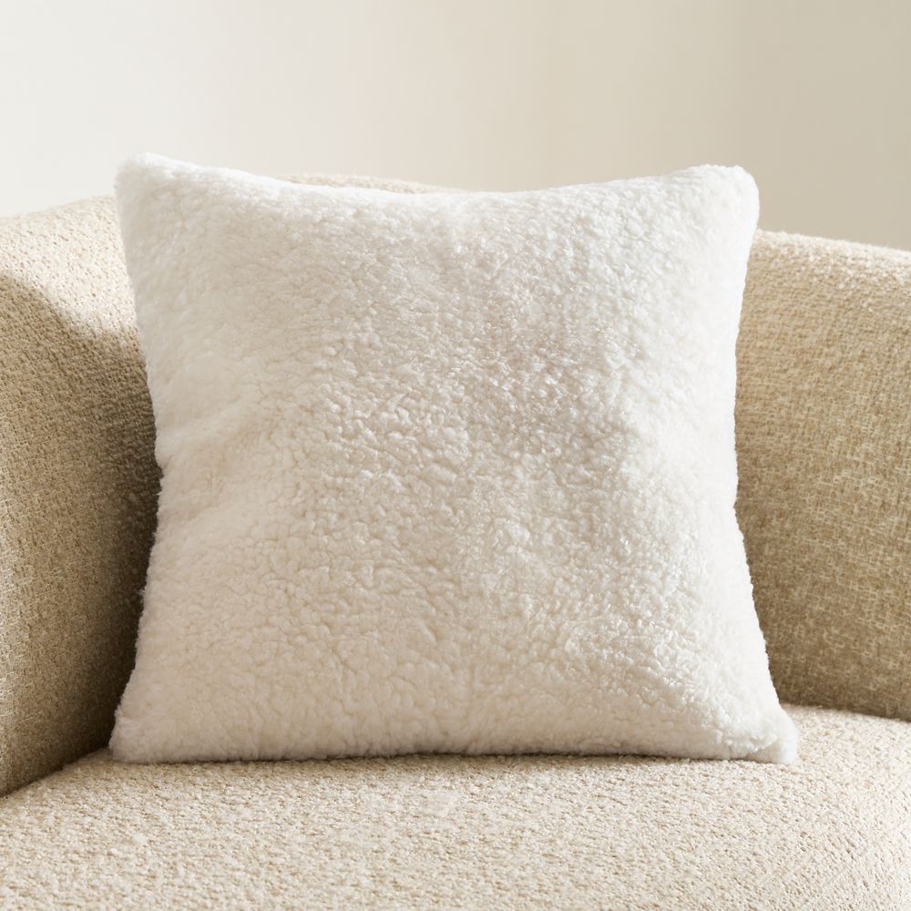 Malmo Shearling 20"x20" Arctic Ivory Throw Pillow