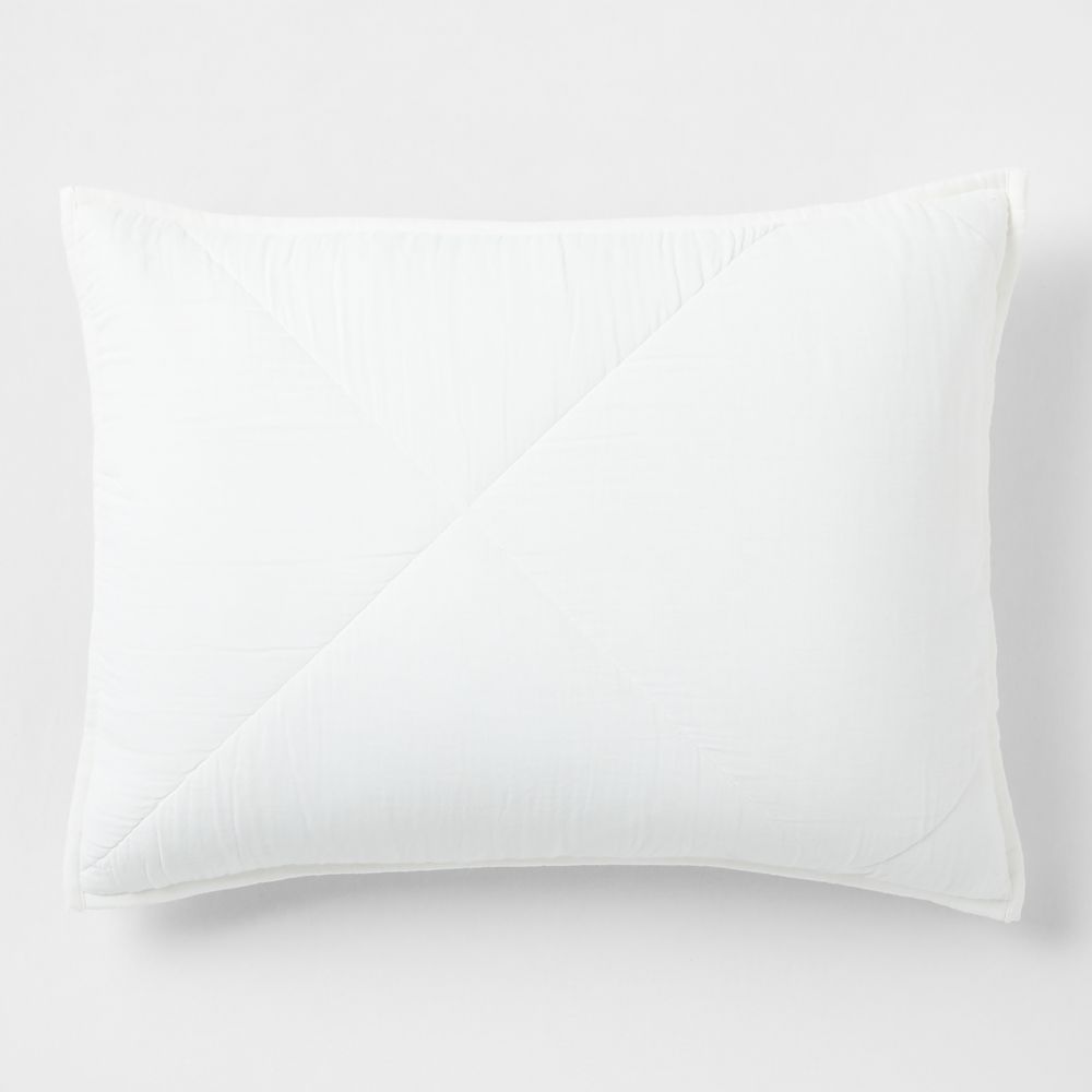 Supersoft Gauze Organic Cotton Pampas Ivory Standard Quilted Bed Pillow Sham