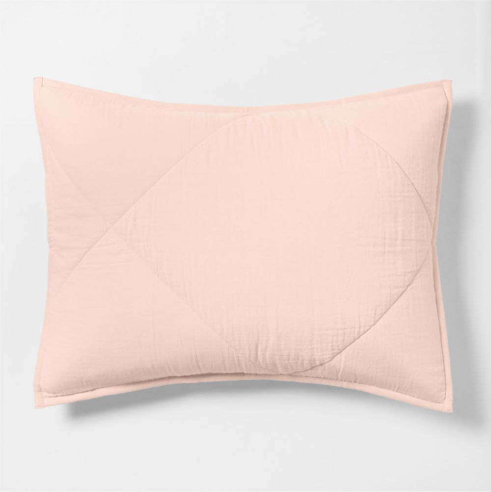 Supersoft Gauze Organic Cotton Pale Pink Standard Quilted Bed Pillow Sham